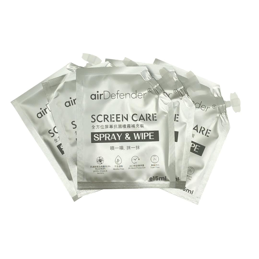 Screen Care 全方位屏幕抗菌噴霧補充裝(5包裝) - airDefender HK